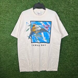 Vintage Murina Tawas Bay Bird Graphic‎ T Shirt XL White 100% Cotton Made in USA